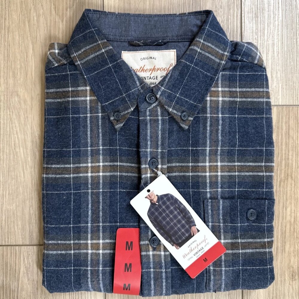 Weatherproof Vintage Flannel Shirt Mens Medium Button Up Long Sleeve Brand New